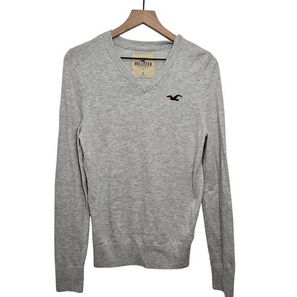 Men's Hollister V Neck Pullover Sweater Size Small Gray Wool Blend - Picture 1 of 9